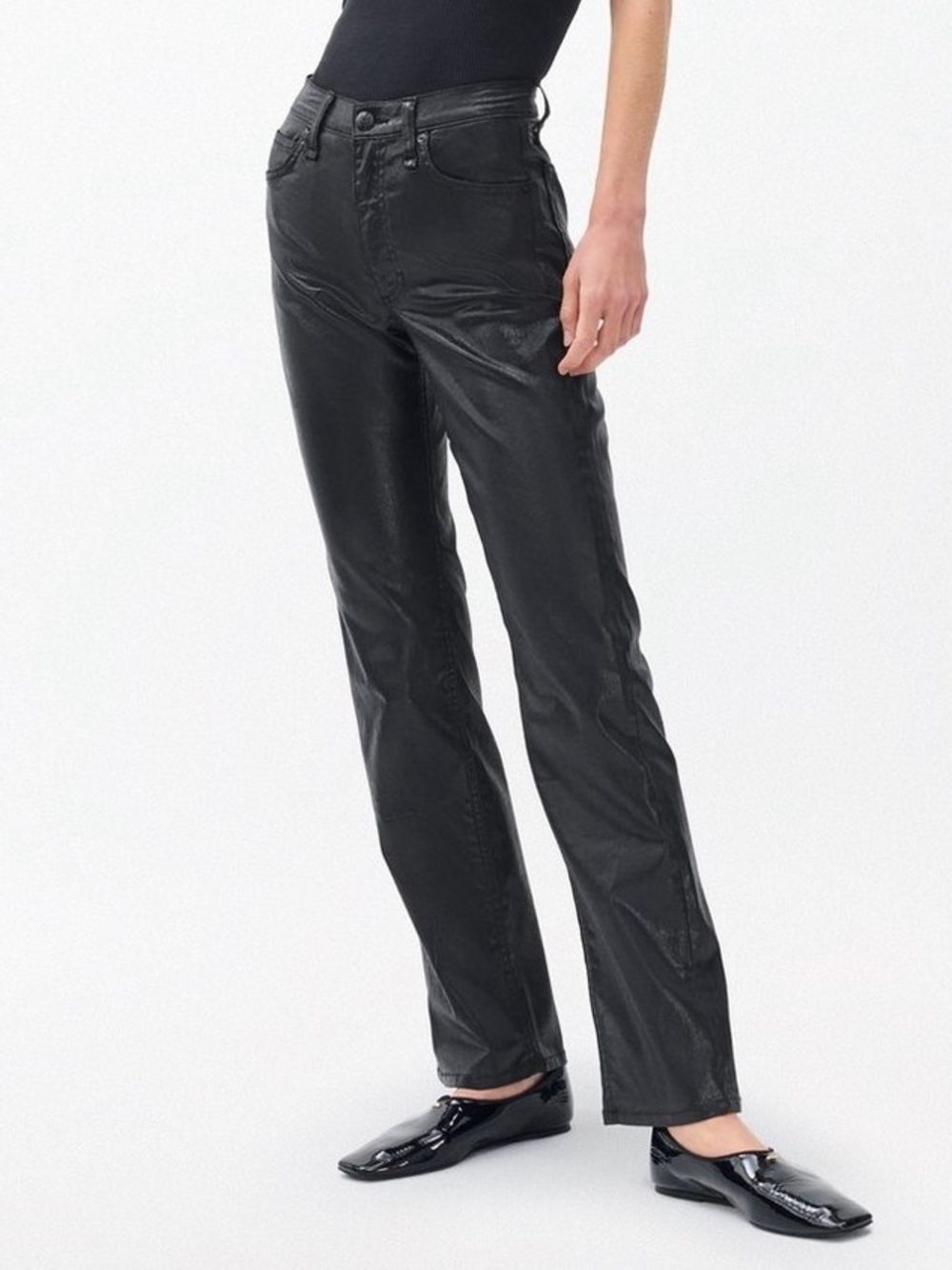 NEW RAG & BONE coated harlow straight jeans‎ in black size 25